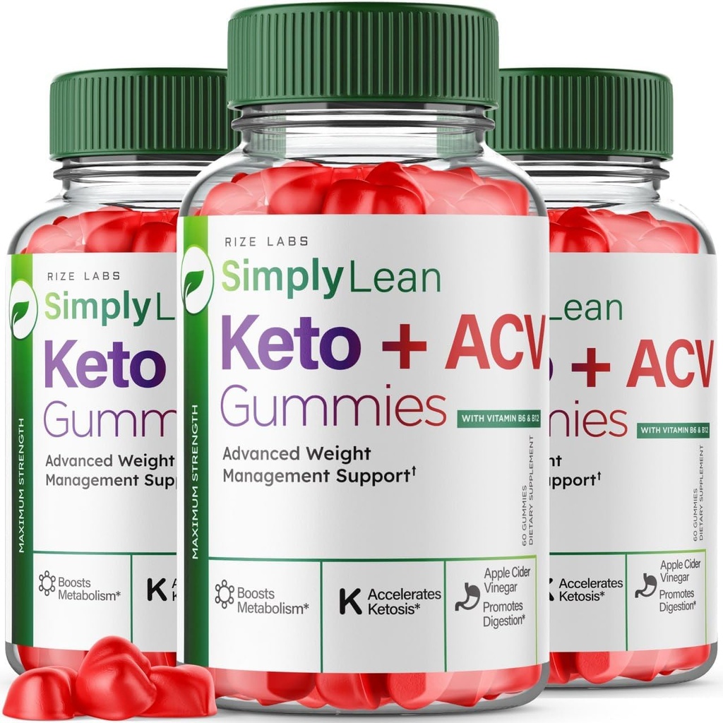 rize 实验室(3 Pack Sumple Lean Keto + ACV Gummys for Advanced Wight Loss,饮食补充,最大力量Gomitas,高级公式审查(180 Gummys))