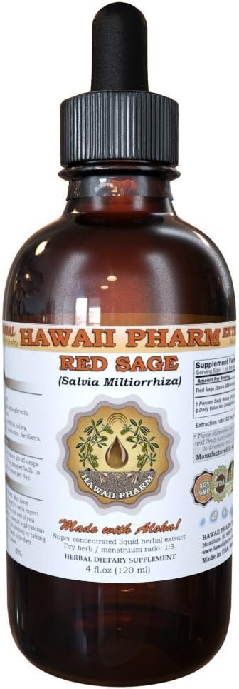 HawaiiPharm Red Sage(Salvia Miltiorrhiza) 液体提取,丁香,草药补充,美国制造,2 f.oz