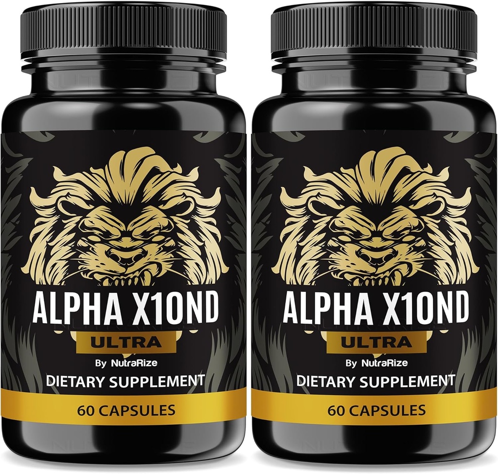 (2 Pack) Alpha X10nd Ultra for Men, 官方男性公式维持Stamina和峰值性能,全自然混合营养和健康支持, AlphaX10nd 补充评论 (120 Capsules).
