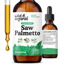 Wild & Organization Saw Palmetto 抽水槽 - 尿液支持 - Saw Palmetto 供男性和女性使用 - 液态 Serenoa Repens Berries 补充 - Vegan,糖和无酒精 - 2 fl oz