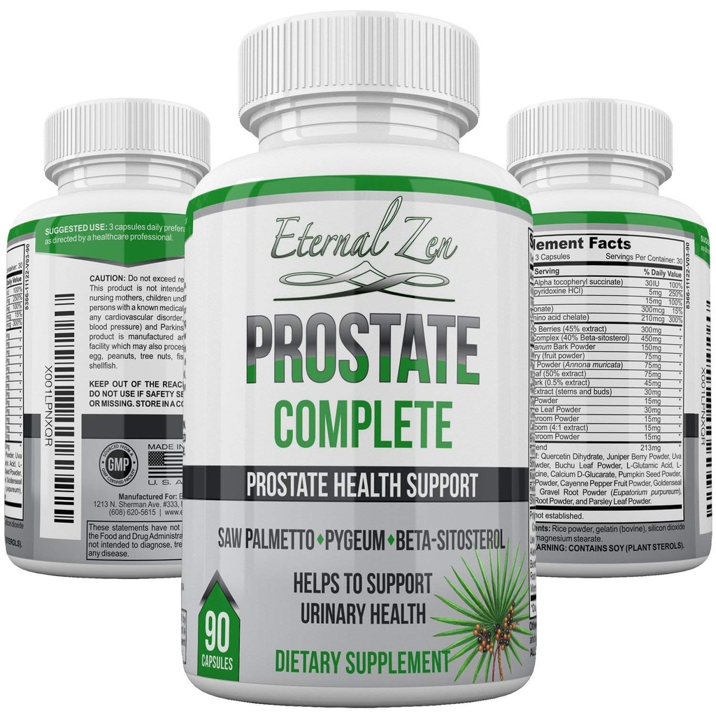 前列腺素 男性健康支持补充剂 Saw Palmetto Sting Nettle Pygeum Beta-sitosterol Reishi Shiitake, 90 Capsule