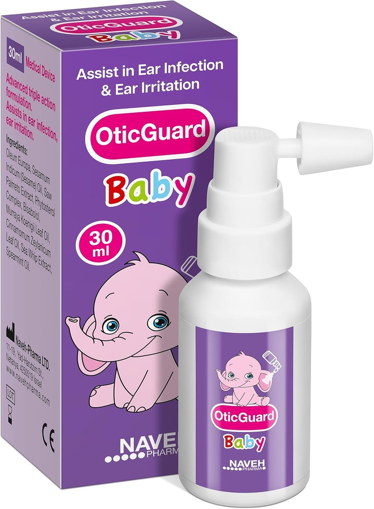 NAVEH PHARMA 橡皮卫士婴儿耳滴 – 天然耳油换耳蜡清除和感染救济 – Gentle Ear clean for Babys, Todlers & Kids – Soothes Itchy Ears & Swimmer的耳滴