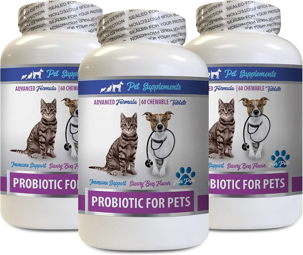 猫的坏呼吸家补救措施 - 宠物的PROBIOTICS - 狗的猫 - 坏气和呼吸治疗 - 高级免疫靴 - 猫的消化素 - 3瓶(180 治疗)