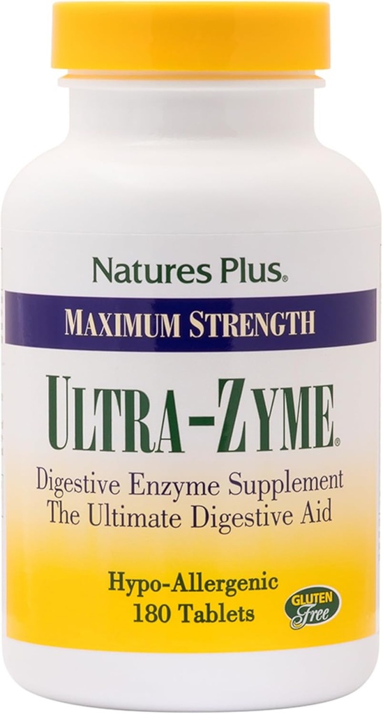 NaturesPlus Ultra-Zyme - 180片,包2 - 支持健康消化的酶补充 - Gluten Free - 90 总服务