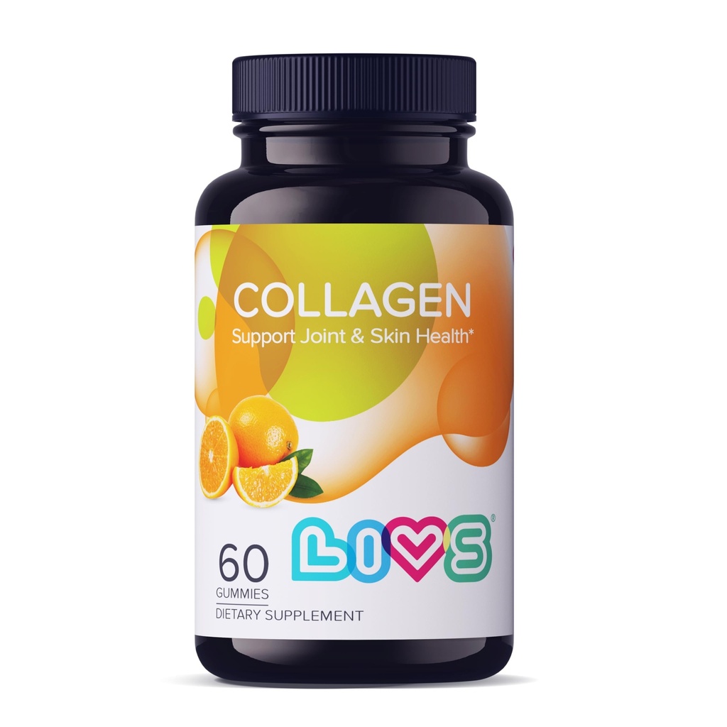 LIVS Collagen Gummys for Women & Men → 多科拉根酸酯 - 水解Collagen Peptides → Collagen 粉末替代品,用于皮肤,毛发,钉子和联合 → Gluten Free 100mg Marine Collagen/ Dose