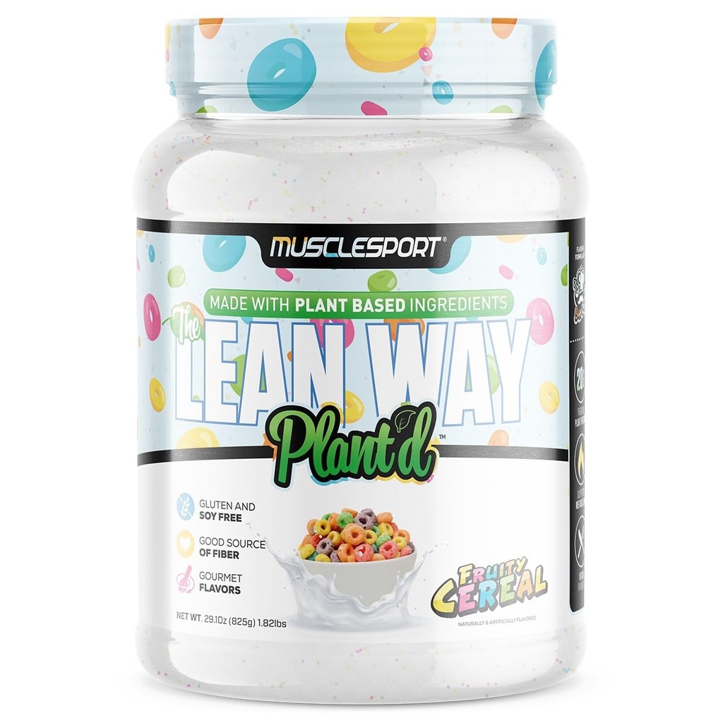 肌肉球体 Lean Way植物蛋白 - Pea蛋白和Brown Rice蛋白混合物,配有添加的CLA,MCT和L-Carnitine - 20 services (Fruity Cereal)