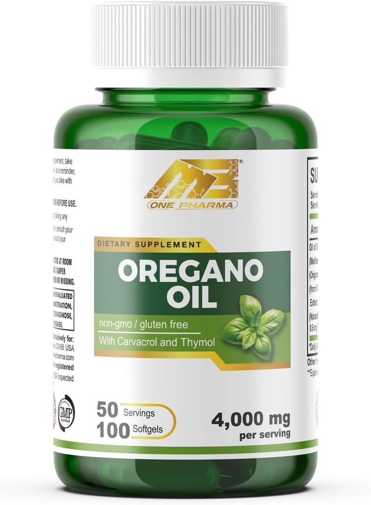 MB One Oregano Oil 40000mg – 65:1 来自地中海 Oregano 的摘录 - Carvacrol – Extra Stargels - 100 Softgels Non-GMO, Gluten Free