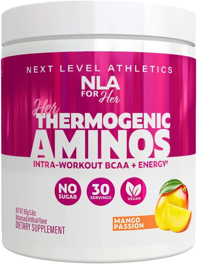她的热致性氨基女性前期和室内工作助推器(Mango Passion,30 services) w BCAA 基本氨基酸,咖啡因, & 电解质 - Max Your Workouts w 持久能源-维根,Sugar Free