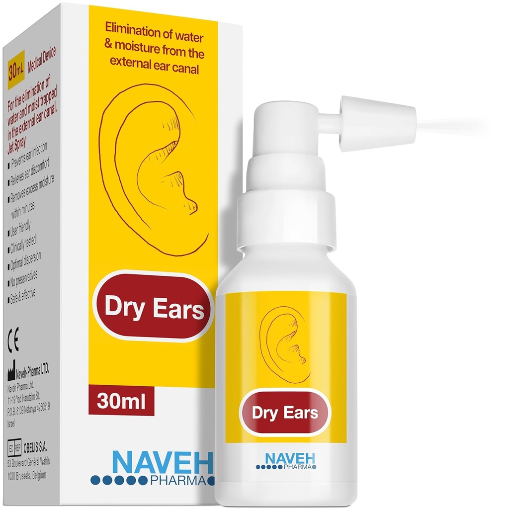 NAVEH PHARMA 干耳 - Swimmers Ear Drops Spray - 游泳者成人和孩子的耳干水滴/Erave Ears中的水滴以及预防疼痛、感染和听力损失(1 Fl Oz)