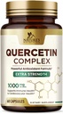 Quercetin 补充 1000 mg - 天然的,基于植物的对免疫,细胞,呼吸和季节变化的支持 - 来自Sophora Japonica的超强的Quercetin 二水合物 - 60 Veggie Capsules