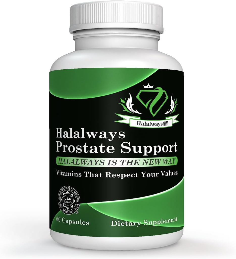 Halalways 前列腺支持认证卤素补充剂(Saw Palmetto, Plant Sterol Complex, Selenium, Pygeum Africanum Bark 粉末)