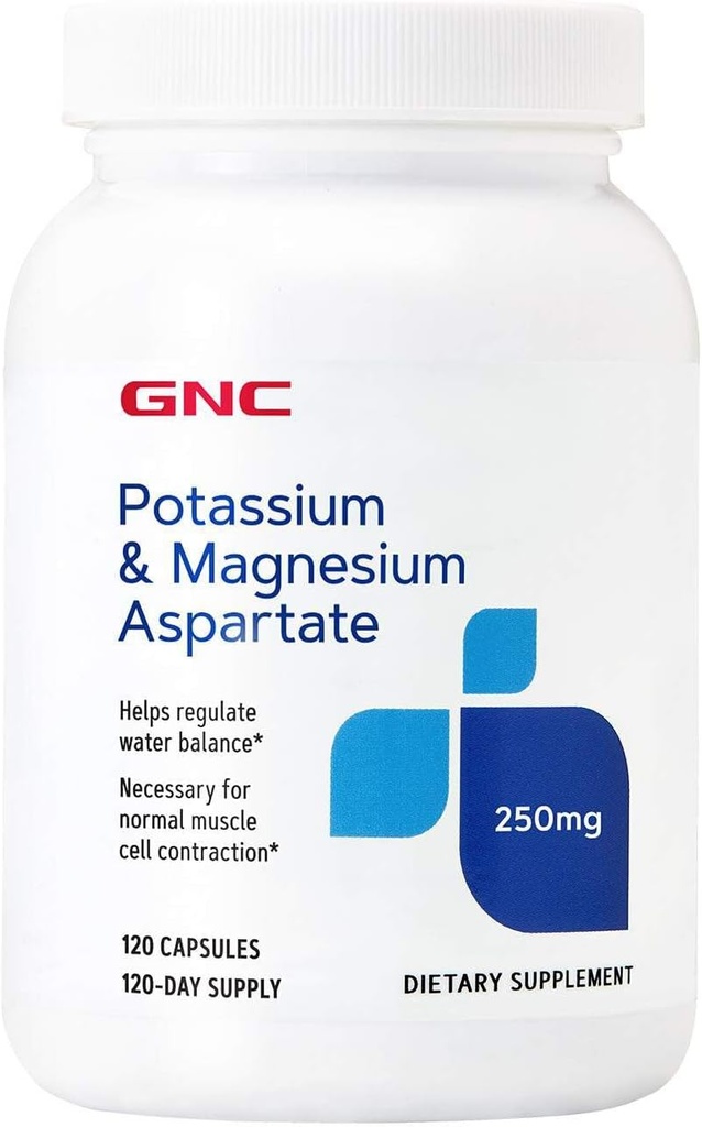 GNC 钾和镁分型250mg补充剂,帮助调节水平衡,120种服务