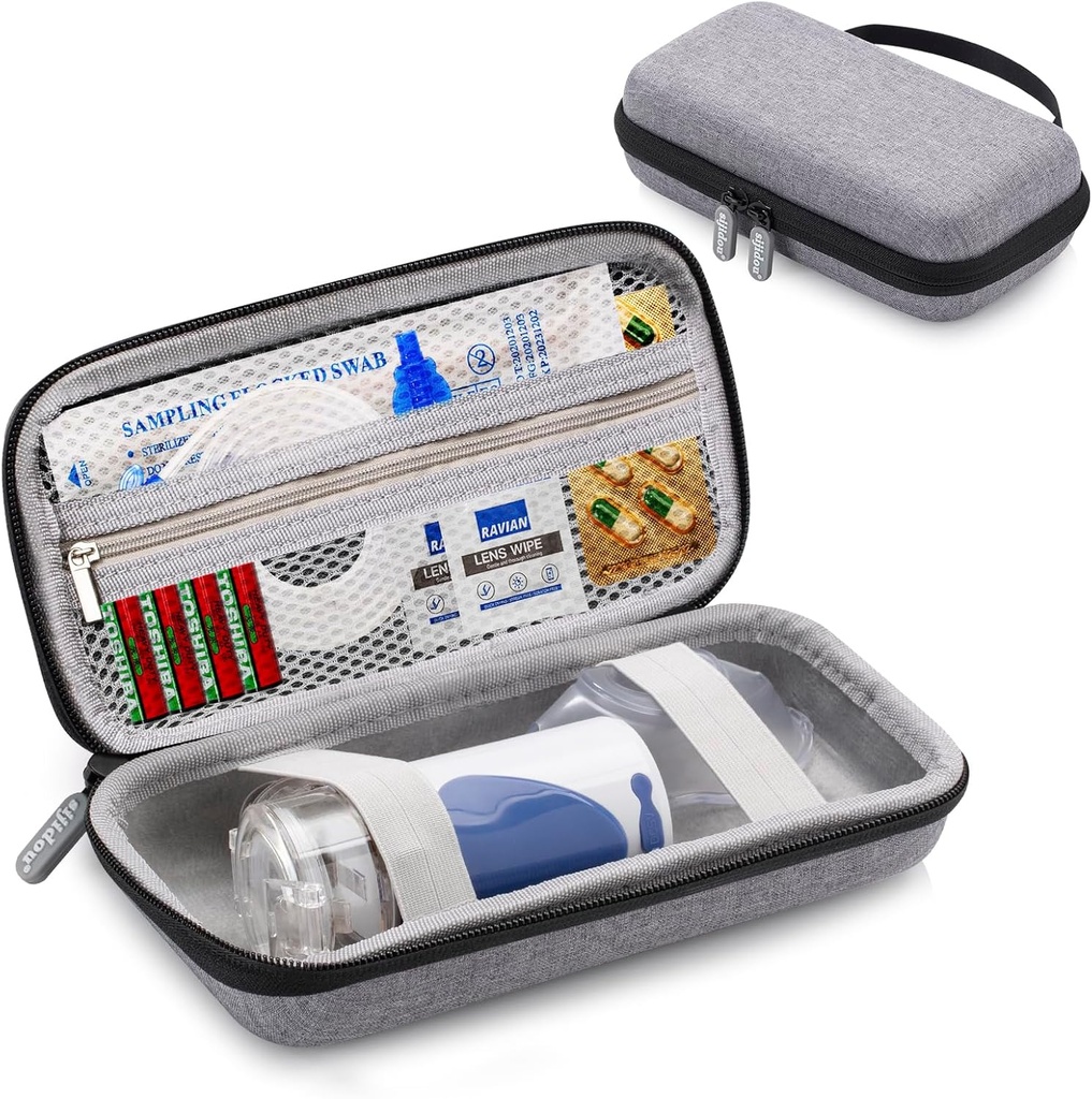手提式Nebulier旅行案例、儿童与成人手提式Athma机器的Inhaler案例、医疗用品组织者、Cord电子组织者案例、充电器(格雷)