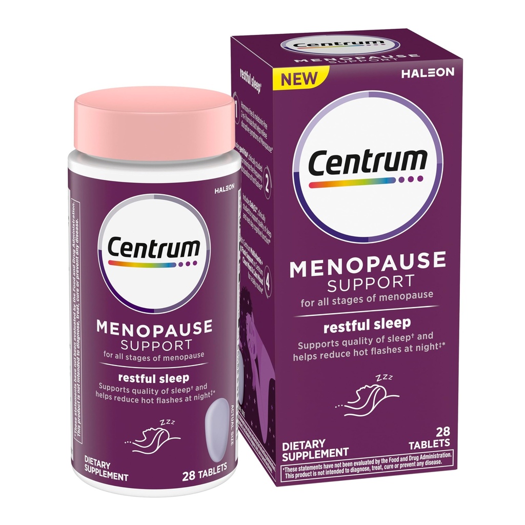 Centrum Restful Sleep Menopause 支持片,配有临床研究的DailyZz和geniVida,28 Counter