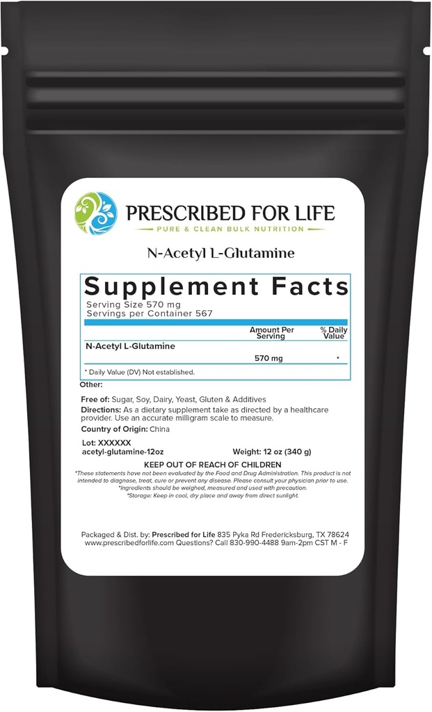 N乙酰L Glutanine Powder,纯L Glutanine 氨基酸补充剂(12oz / 340克)
