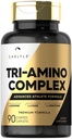Carlyle Tri-Amino L-Arginine L-Ornithine L-Lysine 补充 | 90 Caplets | Vegetarian, Non-GMO, Gluten Free