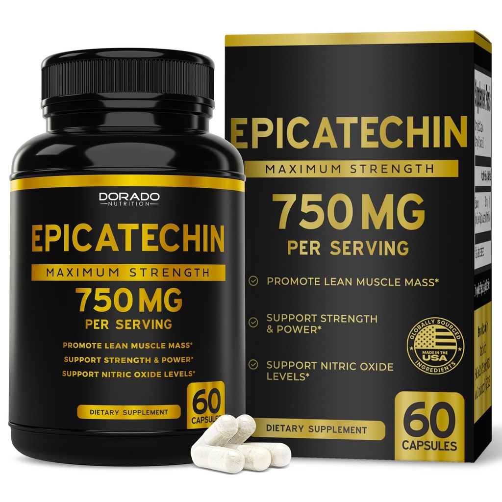 Epicatechin 提取 750mg per service - (60 Capsules) - 支持Lean Muscle, Nitric Oxide, Myostatin Inhibitor, Stamina, 耐力,泵和增益 - 非GMO & Vegan 补充 - (60 计数)