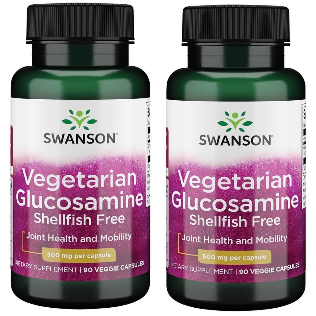 Swanson Vegetarian Glucosamine - 壳鱼自由500毫克 90Veg Capsules(2包)