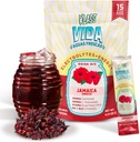 水解 + 能源 电解 饮料 混合 – Hibiscus Agua Fresca Flavor → 无糖粉 配有咖啡因,L-Theanine,椰水和矿物 → 15 单服务棒包装,低卡路里