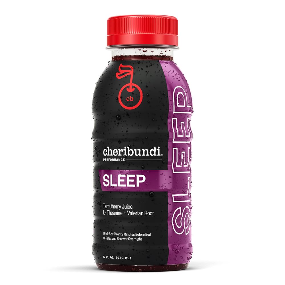 Cheribundi Tart Cherry Juice Sleep 与 L-Theanine & Valerian Root 一同饮用 Tart Cherry Juice 与 L-Theanine & Valerian Root 一起饮用 Athletes 恢复性饮料 推动恢复性睡眠 肌肉恢复和靴子性能 → 8 floz (12 pack)