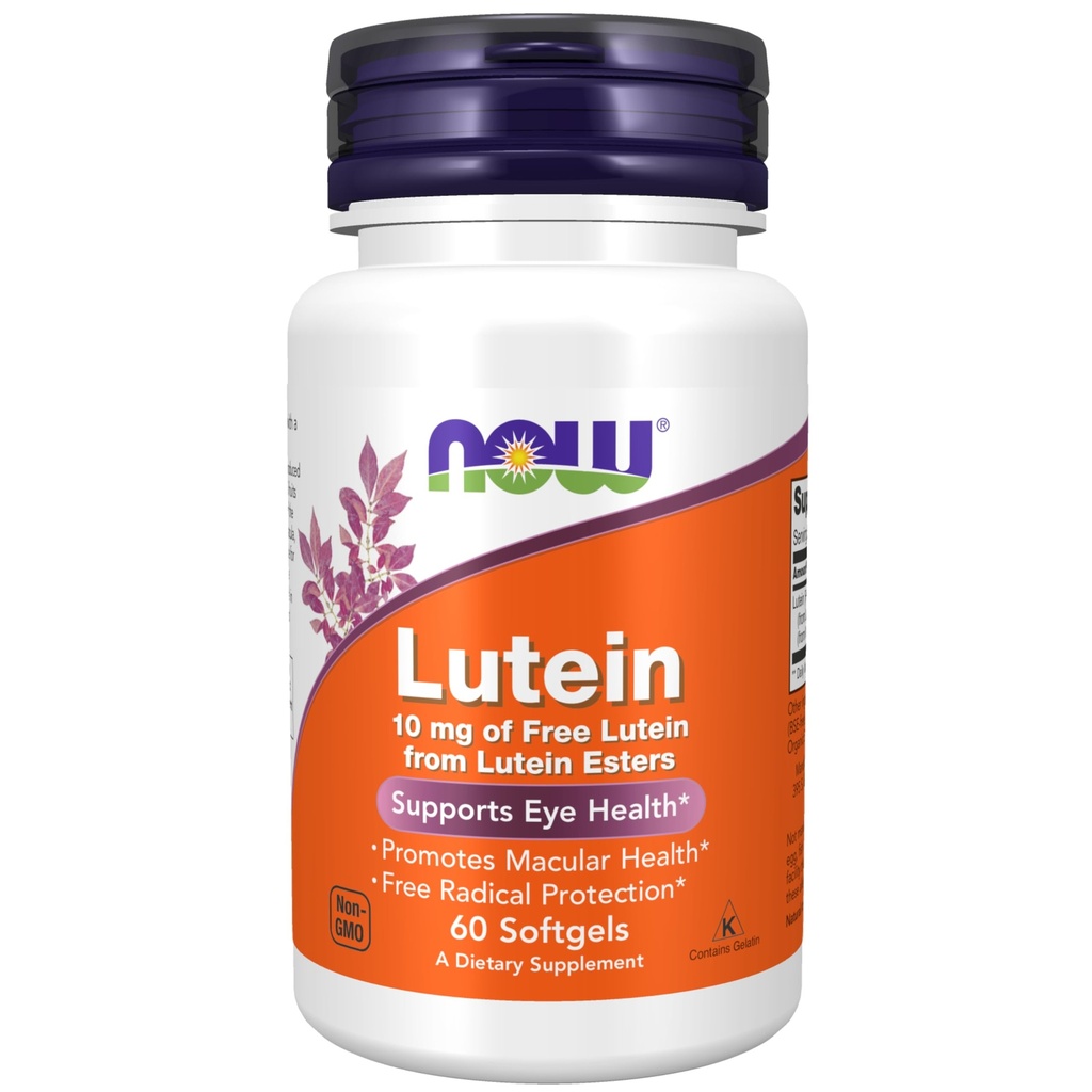 Now Foods Supplements,Lutein 10 mg 配以Lutein Esters的10 mg 自由Lutein,60 软胶