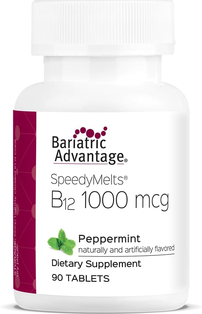 Bariatric Advancage B-12 快速熔融,维生素B12 1000 mcg 补充,快速熔融,以200 mcg的叶酸作为营养支持 - Peppermint, 90 counter