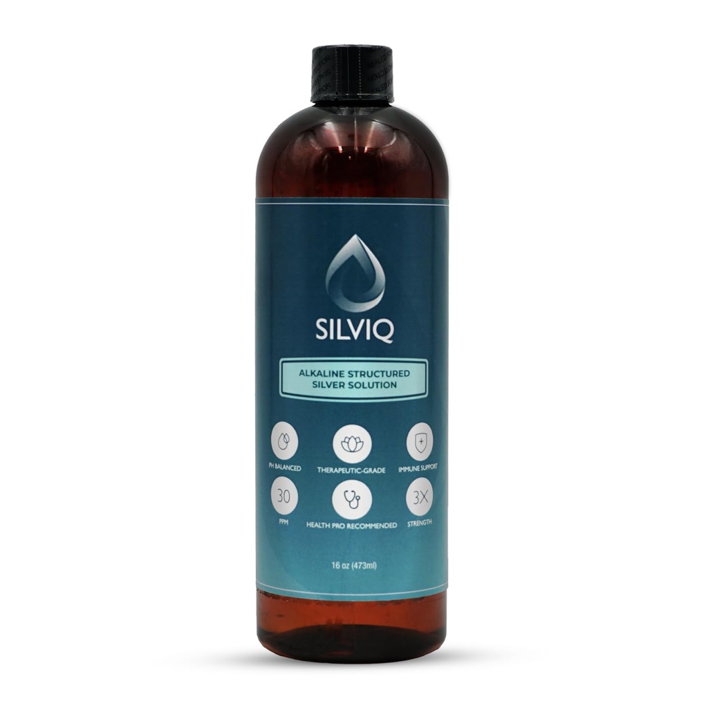 结构化的银水 30PPM - ph平衡的碱性结构 银液溶解矿物 天然免疫支持-增强健康 16 Oz(437ml)