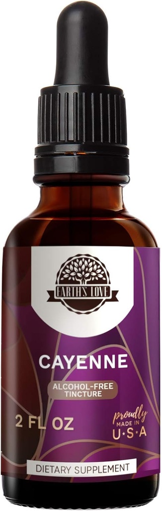 地球之爱 - Cayenne - 无酒精草药提取丁香,超集中的Cayenne (Capsicum annuum) 干辣椒(2 Fl Oz)