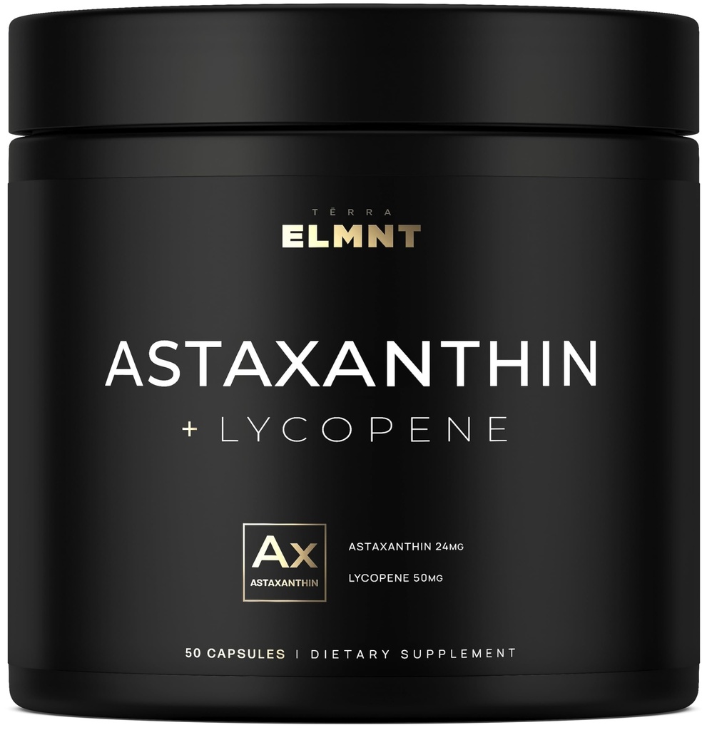 Astaxanthin 24mg + Lycopene 50mg 临床强力 Carotanoids Skin 补充 w. 100%天然来自微藻 - 皮肤健康和颜料的最佳Astaxanthin补充 - Astaxantina