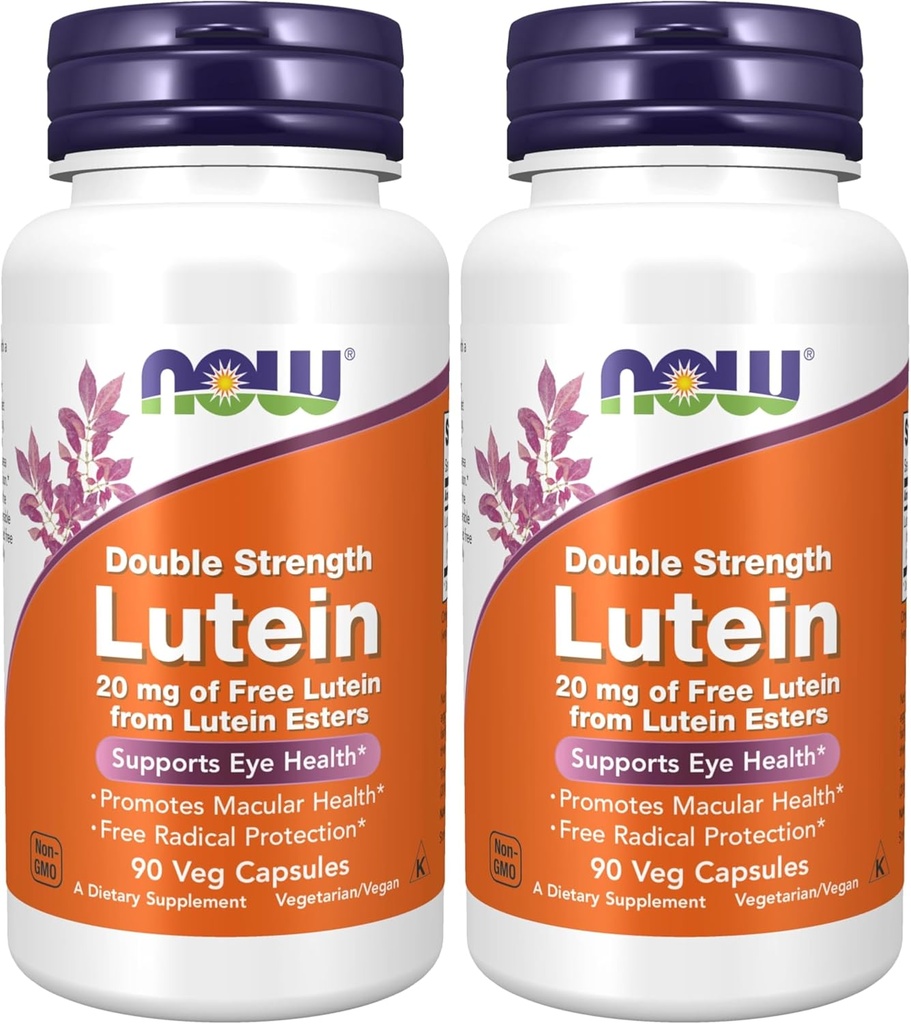 NOW 补充剂,Lutein 20 mg 配20 mg 自由Lutein 来自Lutein Esters, 90 Veg Capsules (Pack of 2)