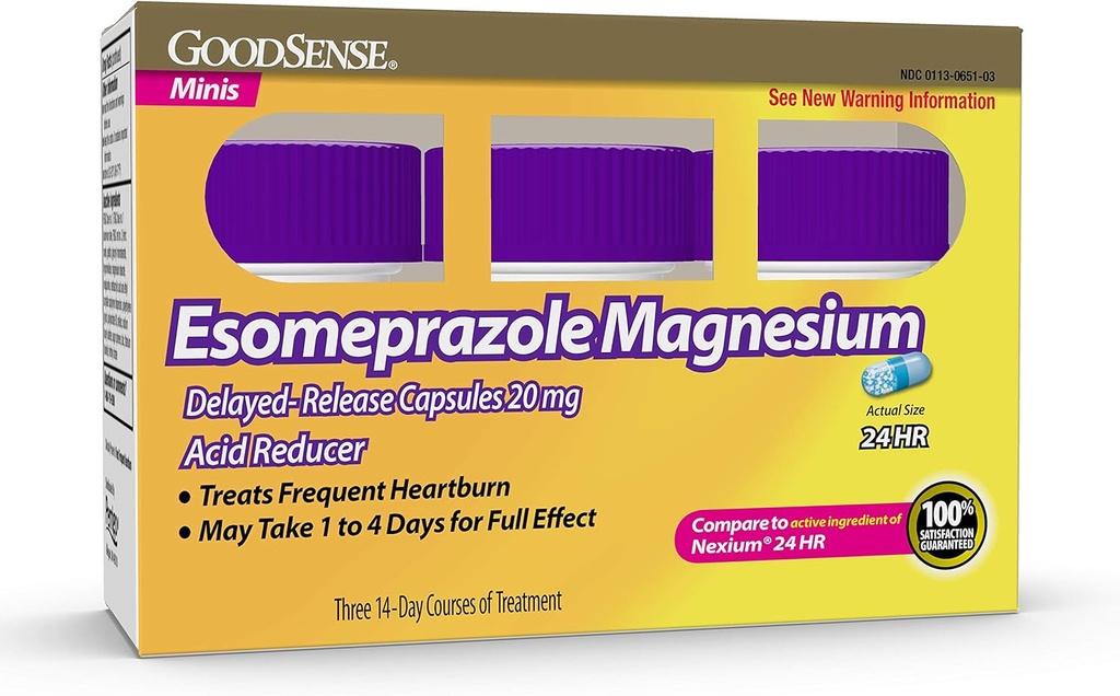 GoodSense Esomeprazole Magnesium 延迟释放迷你盖,20毫克,减酸剂,42个计数