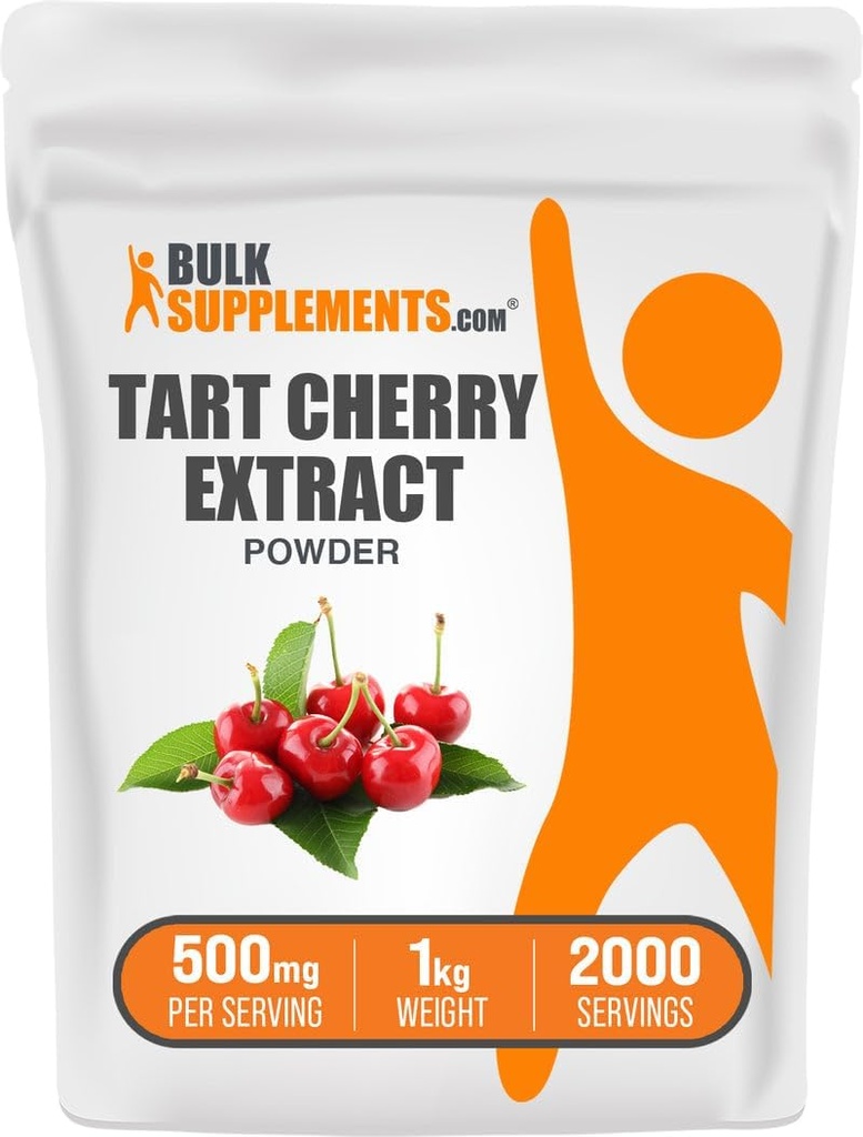 Bulk Assupports.com 塔尔特樱桃提取粉末 - 塔尔特樱桃补充剂,草药补充剂 - 抗氧化剂来源,Gluten Free,每服500毫克,1kg(2.2磅)(包1)