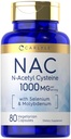Carlyle NAC 补充 N- Acetyl Cysteine 1000mg 80 Capsules 与 硒 & Molybdenum → Vegetarian, 非 GMO & Gluten 免费