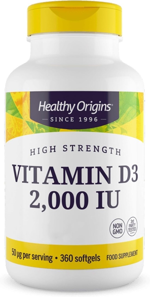 健康原产地 维生素D3 1000 IU(非GMO),360软胶