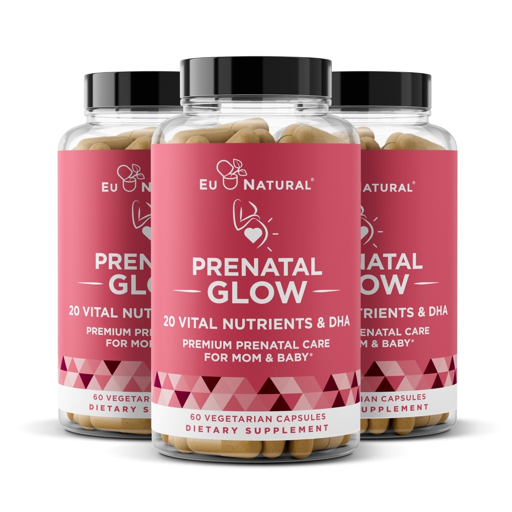 妇女产前维生素(3-Pack Bundle) – 20-in-1 健康妊娠和胎儿发育的重要营养剂 – Folic Acid & Vegan DHA for Baby's Grown's growing and A Competable Profile – 180 Capsules
