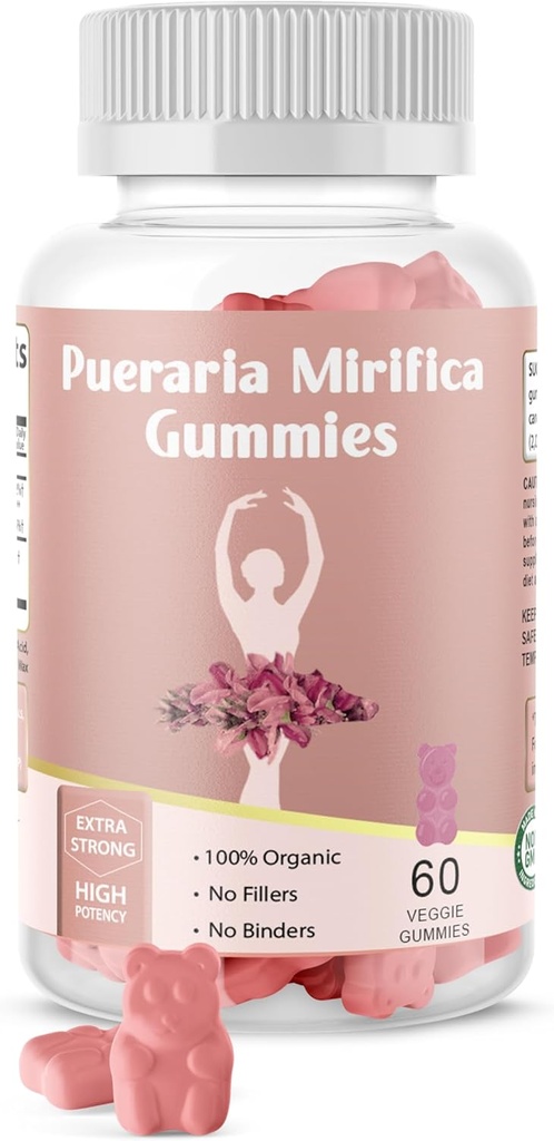 Pueraria Mirifica Gummy 有机补充 -- -- 纯根 10:1 集中抽取 60 Veggie Gummys, Premium -- -- 用于跨性别。 女人,男人们...
