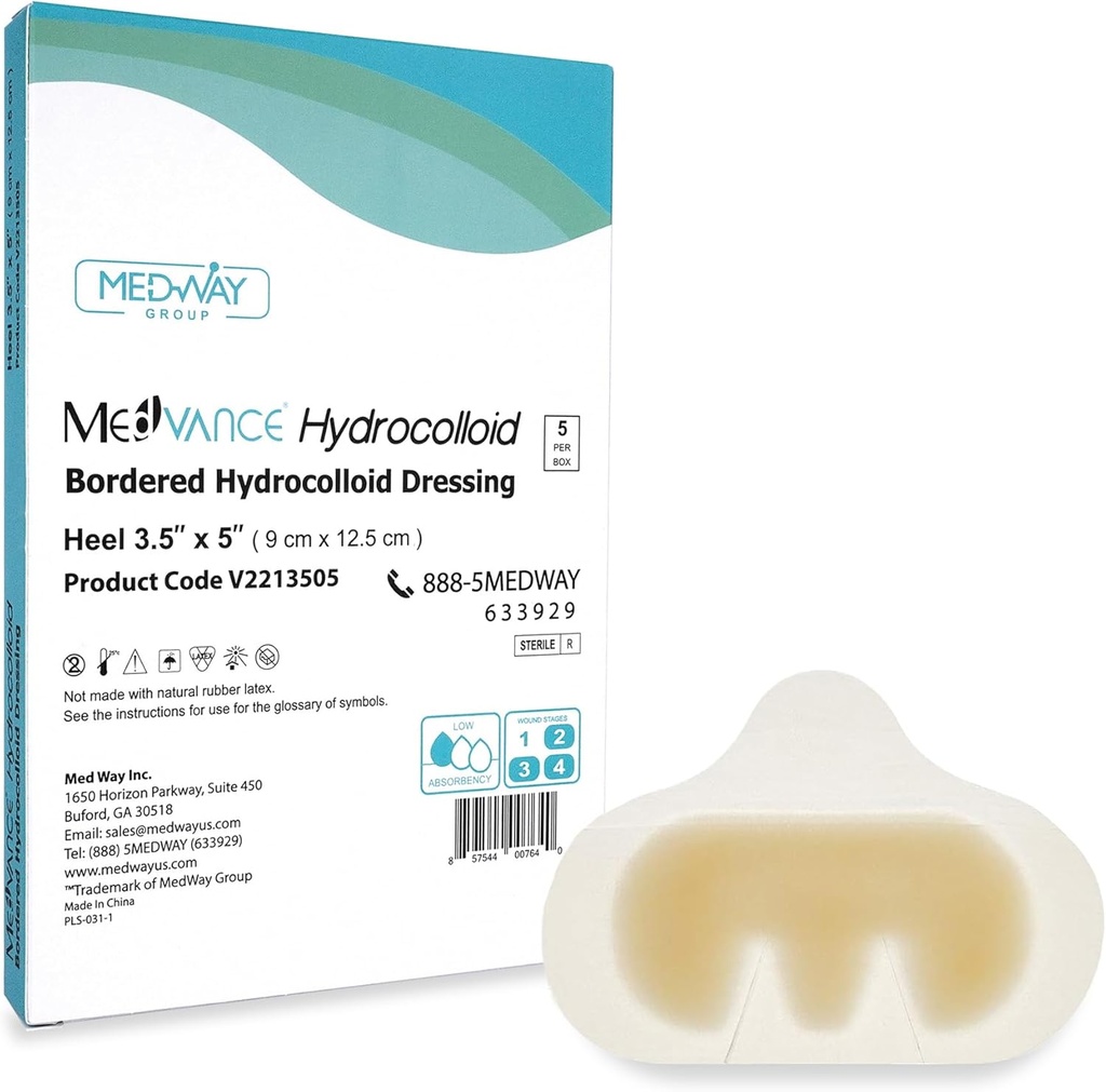 MedVance Hydrocolloid – 相邻的Hydrocolloid 粘着衣物,脚跟/Elbow,3.5"x5",5个敷料盒