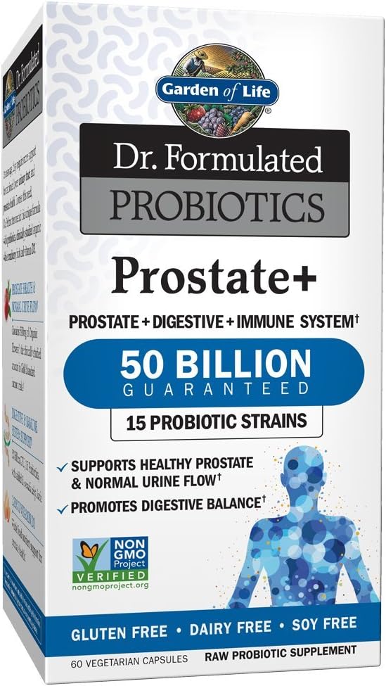 生活花园 配制的Probiotics博士 前列腺+ - 酸性前列腺素和亲生素支持 健康前列腺素和消化平衡 - Gluten, Dairy, and Soy - Free - 60 Vegetarian Capsules