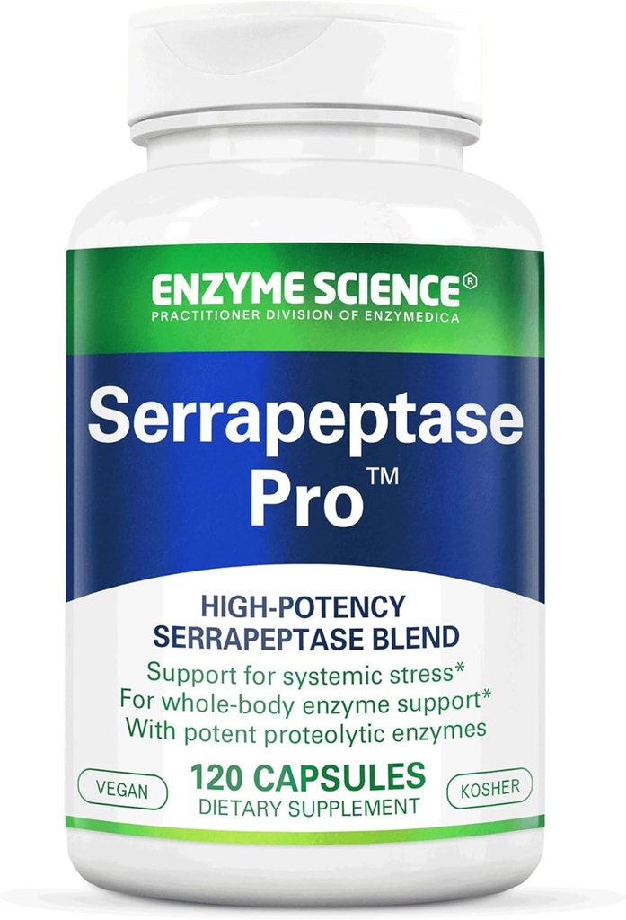 Enzyme Science Serrapeptase Pro, 120 Capsules - Serratiopeptidase Sinus, Immune 和心血管支持的补充