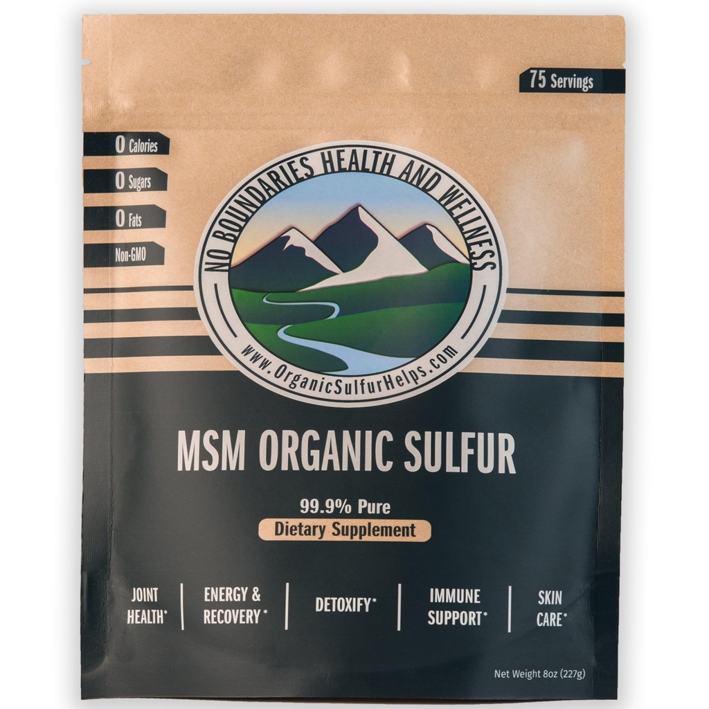 MSM 有机硫水晶 由无边界的健康与健康 – 全自然,精密健康补充品:99.9% Pure MSM – 福利: 联合疼痛,过敏,皮肤,毛发和钉状健康 – 无填充器