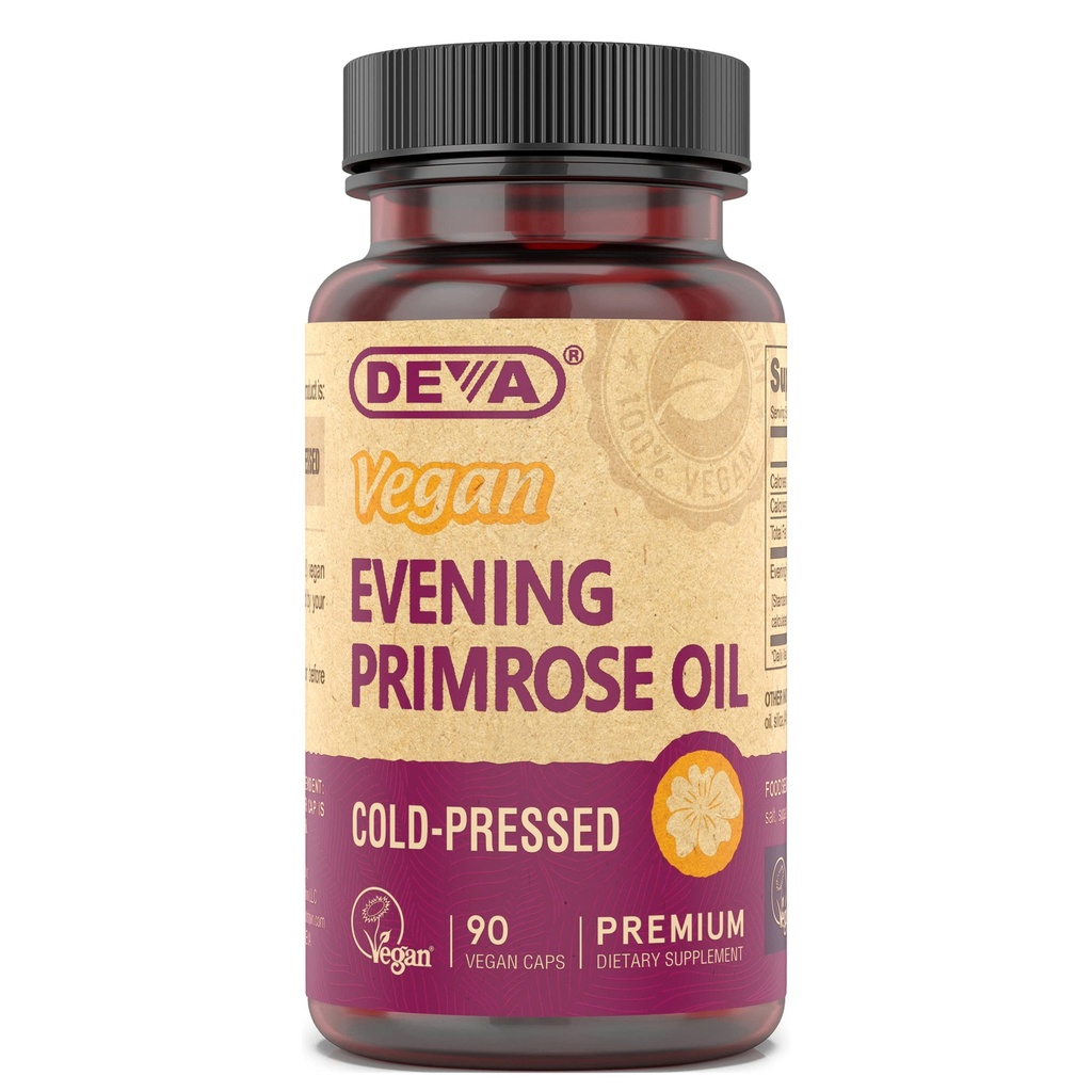 DEVA VAGAN 晚间Primrose Oil, 冷压, 未加工, 90 Capsules, 1-Pack