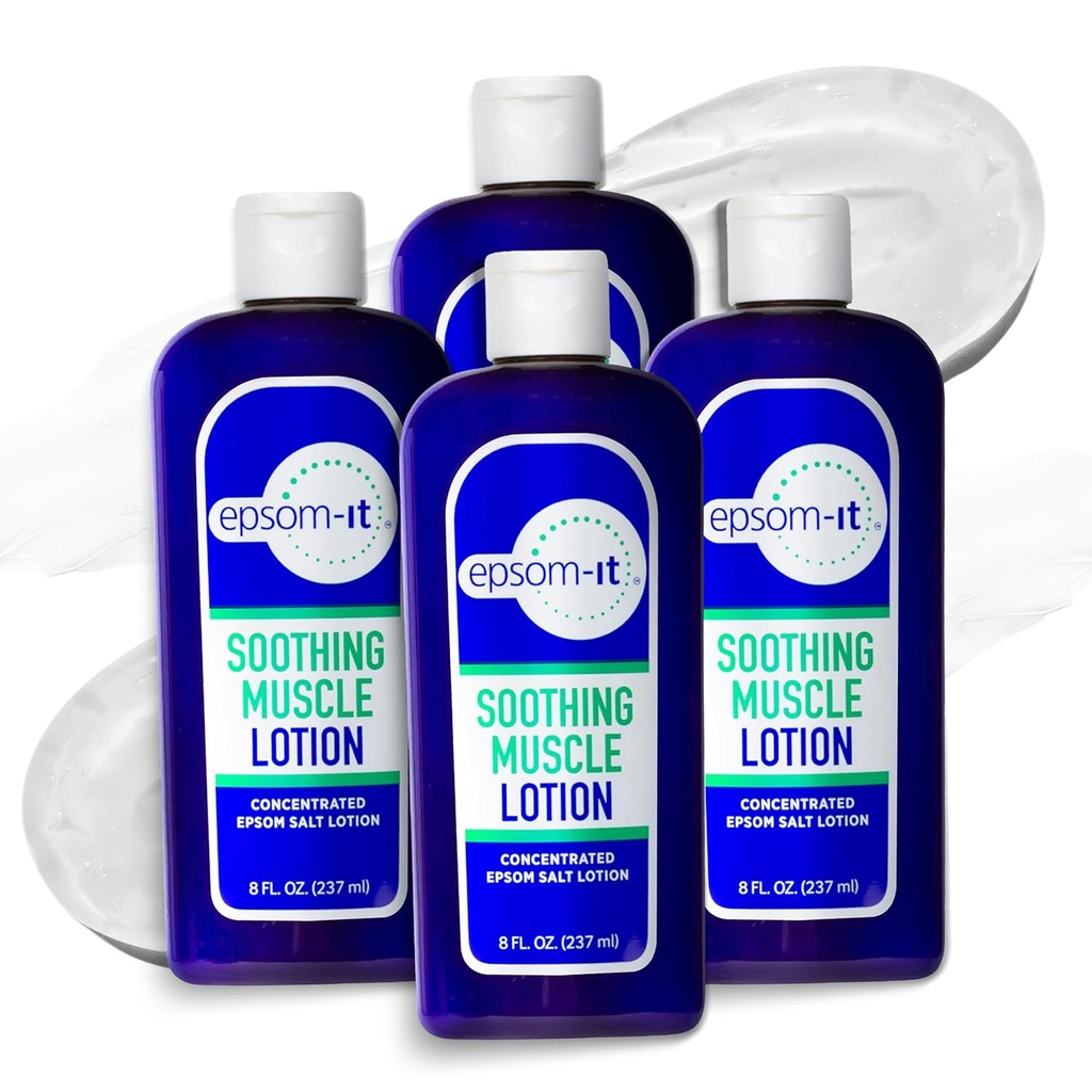 Epsom-It Soothing Muscle Lotion - Epsom 硫酸盐酸盐酸甘油酸盐 Arnica for Muscle Stiffness, 专题镁酸盐 Lotion, 为腿,膝盖和脚提供安慰, 8.0 oz., 4-Pack