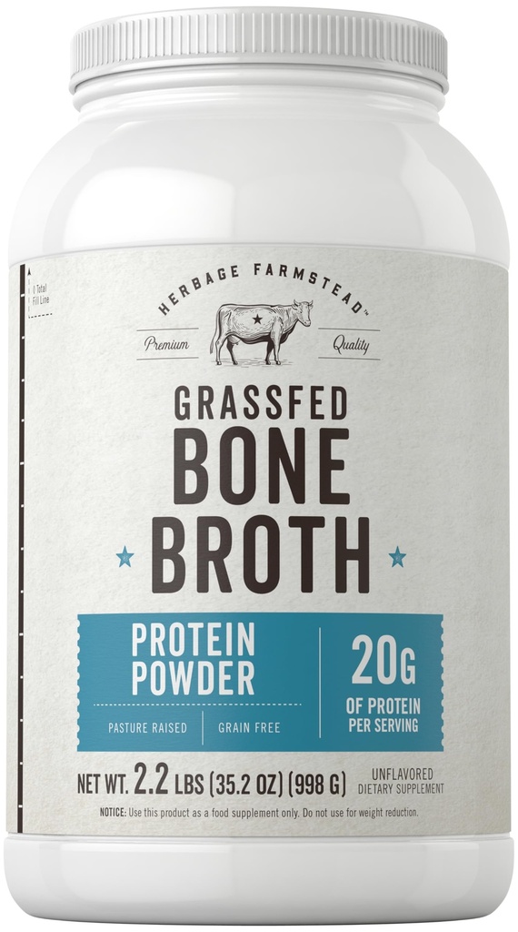 Carlyle Grass Fed Bone Broth 蛋白质粉 → 35.2 oz(2.2lb) → 20g 蛋白质 → Pasture Ruped, Grain Free Supplement → Non-GMO & Gluten Free → 由草草农场(Herbage Farmstead)制作