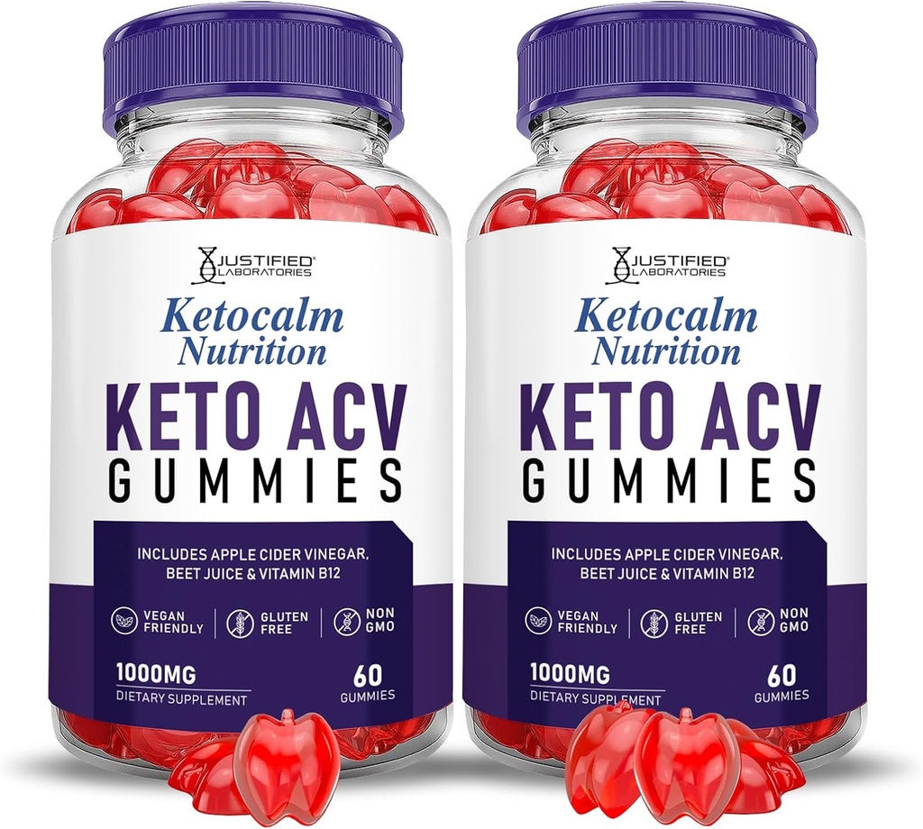 (2 Pack) Ketocalm 营养 Keto ACV Gummys 高级公式 1000MG Keto 平静 营养 Keto Gummys 苹果 苹果 苹果 苹果 苹果 醋 配以石榴 甜菜 汁 粉 B12 Vegan 非 GMO 120 Gummys 配制.