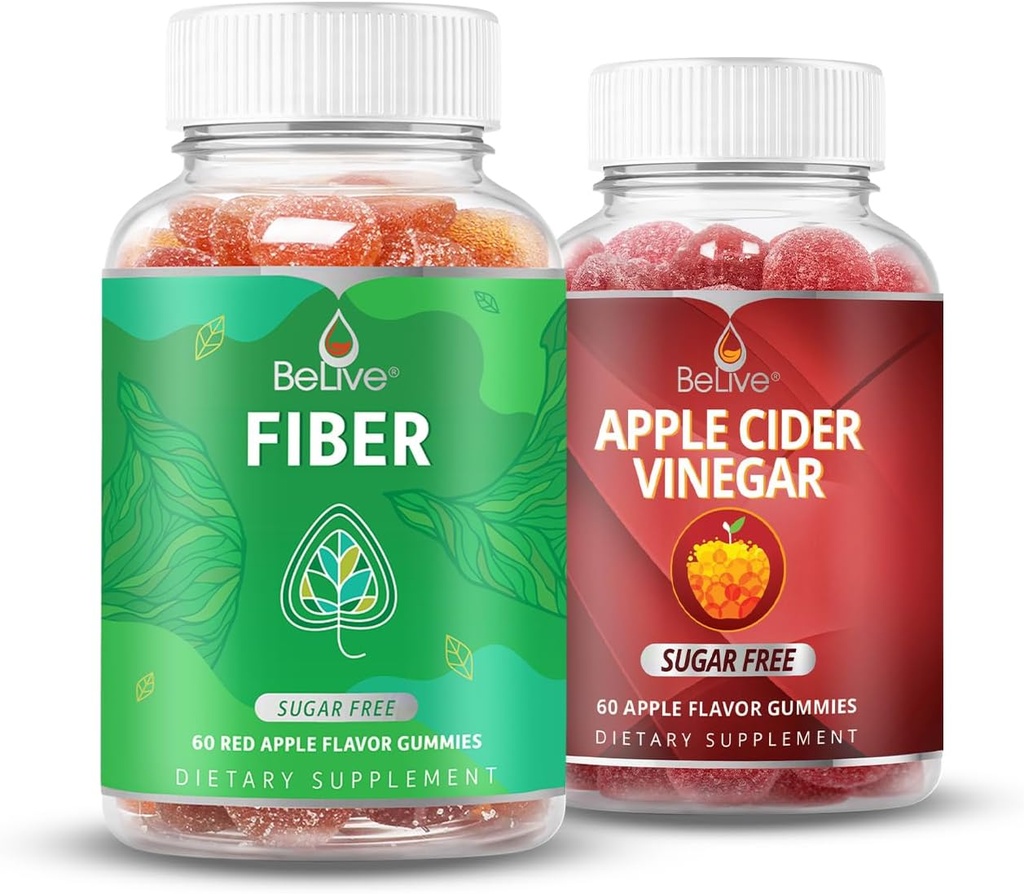BeLive Digestion Bundle Fiber 和 Apple Cider Vinegar 用于消化支持和总体固醇健康