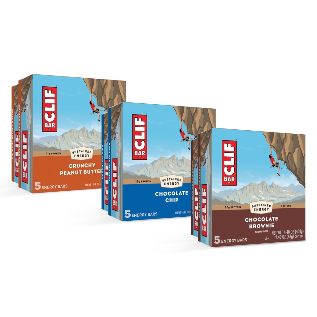 CLIF BAR - 能源蛋白棒 - 品种包 - 3 Flavors - 用有机 Oats制造 - 能源棒 - 非GMO - (30 Pack)