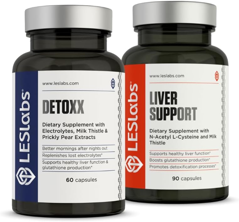 LES Labs Detoxx和Liver支持Duo-Bundle支持健康的Liver功能,过量生产以及解毒
