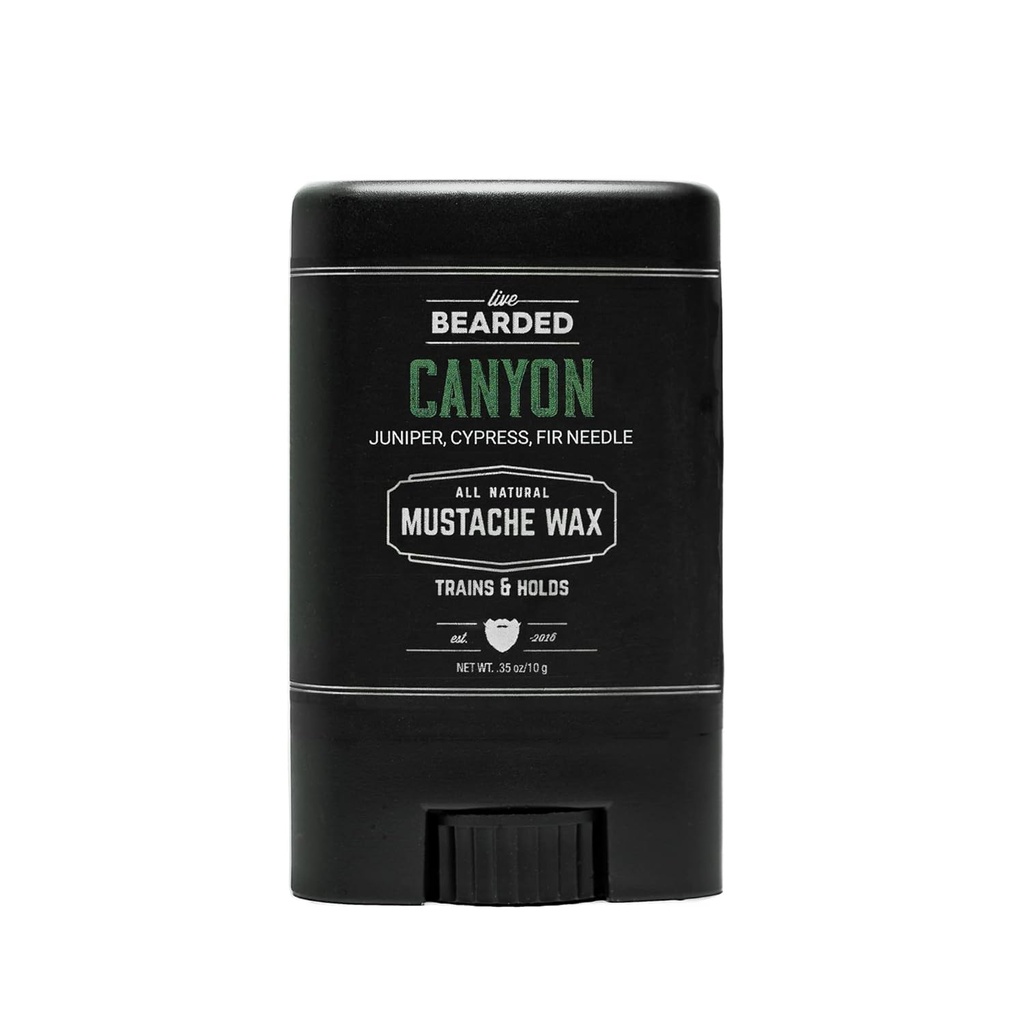 Live Bearded Mustache Wax Stick, 0.35 oz - 在美国制造,配有全自然成分 - 中控 Stache and Beard Styling for Men - 峡谷 - Juniper, Cypress, Fir Needle