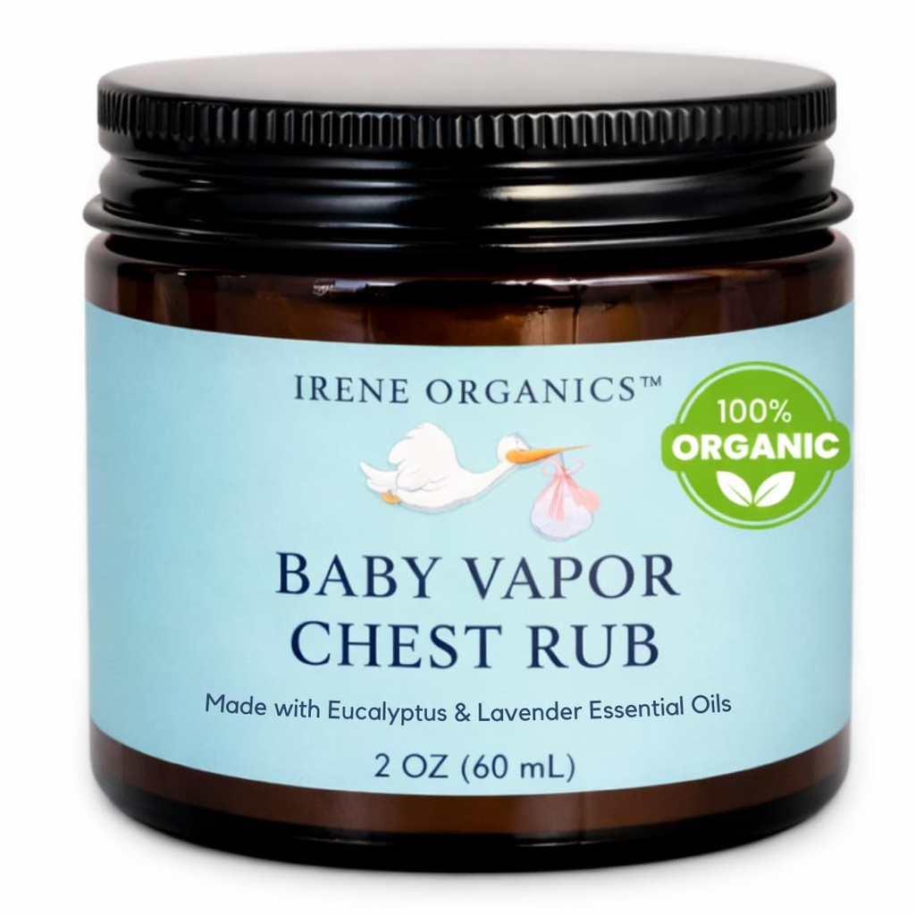 Irene 有机婴儿蒸发胸 清洁 Vapo Rub 以非有毒成份制造,如 Eucalyptus 基本油类、所有年龄的安全性、新生儿和婴儿、病童基本用品