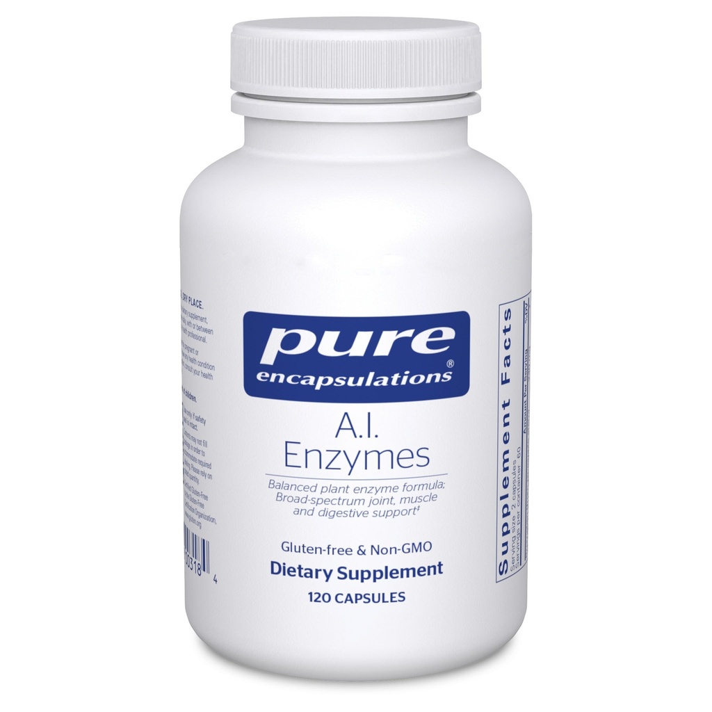 纯封装 A.I. Enzymes QQ平衡植物酶 联合,肌肉和消化支持公式 120 Capsules